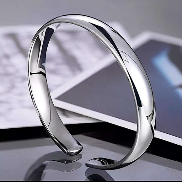Thick Sterling Silver Cuff Bracelet, Cuff, Personalized Message, Message Bangle - Picture 1 of 13
